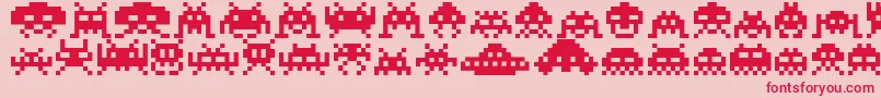 fuente Invaders – Fuentes Rojas Sobre Fondo Rosa