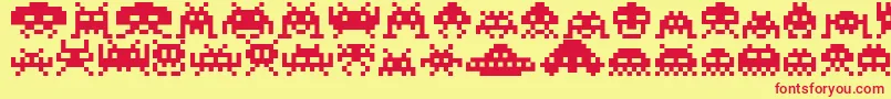 Invaders Font – Red Fonts on Yellow Background