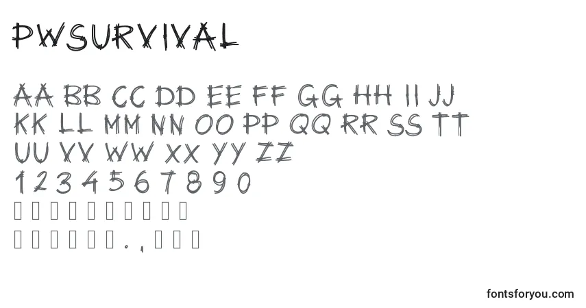 A fonte Pwsurvival – alfabeto, números, caracteres especiais