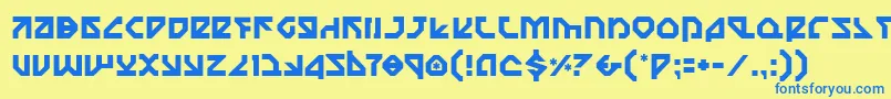 フォントNostro – 青い文字が黄色の背景にあります。