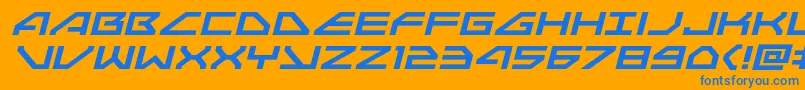 Neonavyexpandital-Schriftart – Blaue Schriften auf orangefarbenem Hintergrund