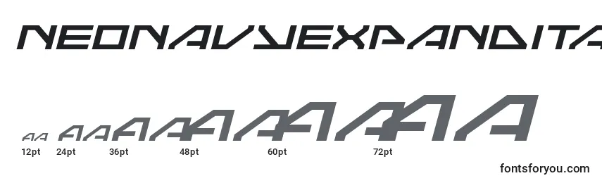 Размеры шрифта Neonavyexpandital