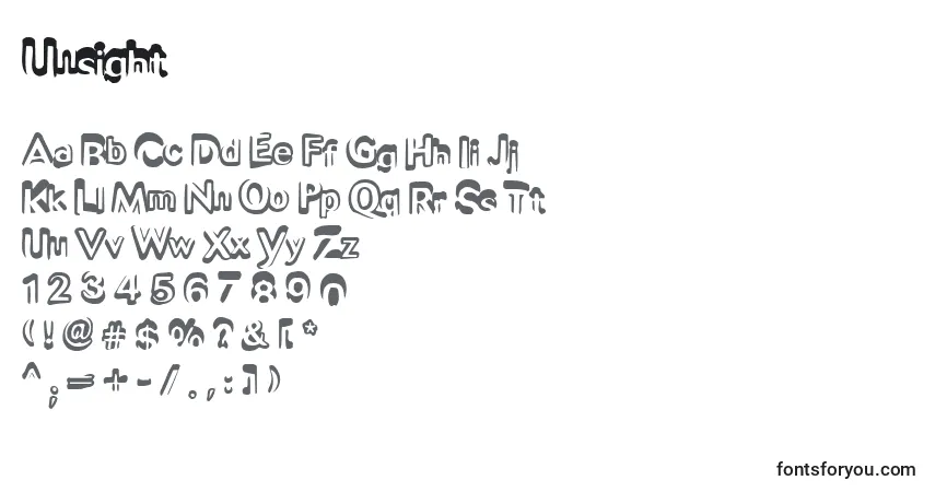 A fonte Unsight – alfabeto, números, caracteres especiais