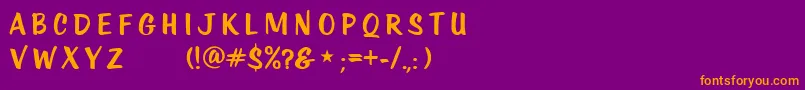 KtfRoadstar-fontti – oranssit fontit violetilla taustalla