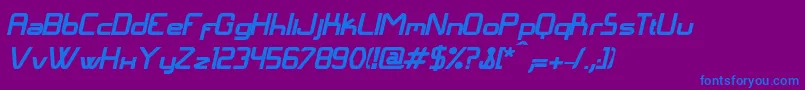 LangГіBolditalic Font – Blue Fonts on Purple Background