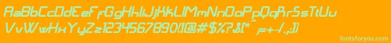 LangГіBolditalic Font – Green Fonts on Orange Background