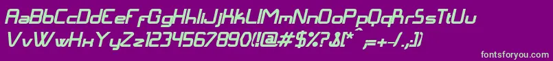 LangГіBolditalic Font – Green Fonts on Purple Background