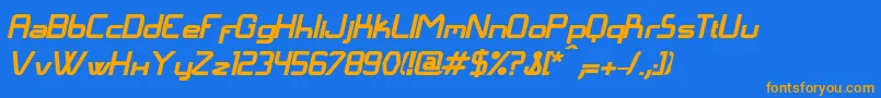 LangГіBolditalic Font – Orange Fonts on Blue Background
