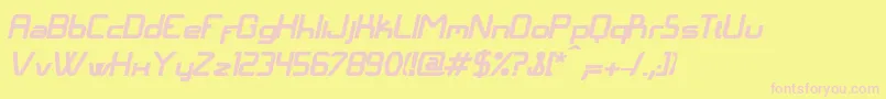 LangГіBolditalic-fontti – vaaleanpunaiset fontit keltaisella taustalla