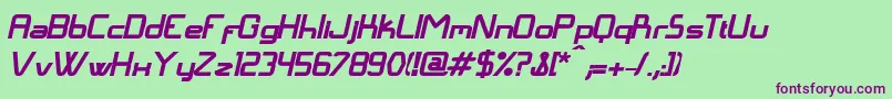 LangГіBolditalic Font – Purple Fonts on Green Background