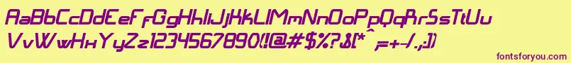 LangГіBolditalic Font – Purple Fonts on Yellow Background