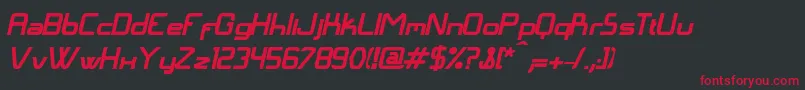 LangГіBolditalic Font – Red Fonts on Black Background
