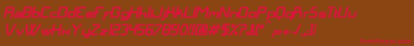 LangГіBolditalic Font – Red Fonts on Brown Background
