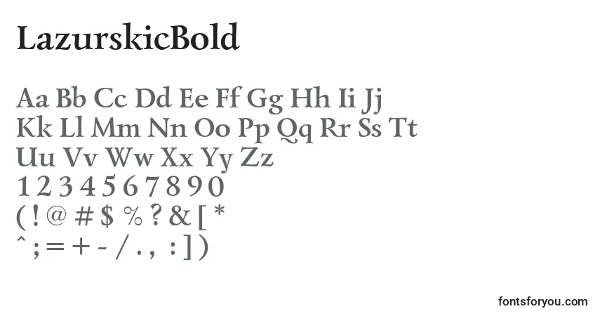 A fonte LazurskicBold – alfabeto, números, caracteres especiais