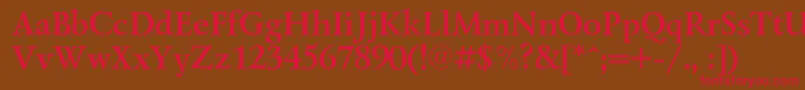 フォントLazurskicBold – 赤い文字が茶色の背景にあります。