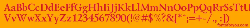 LazurskicBold-Schriftart – Rote Schriften auf orangefarbenem Hintergrund