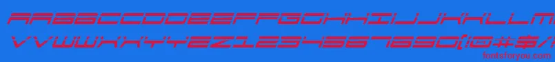 911PorschaLaserItalic Font – Red Fonts on Blue Background