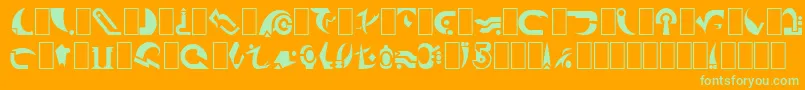 BabylonCentaur-Schriftart – Grüne Schriften auf orangefarbenem Hintergrund