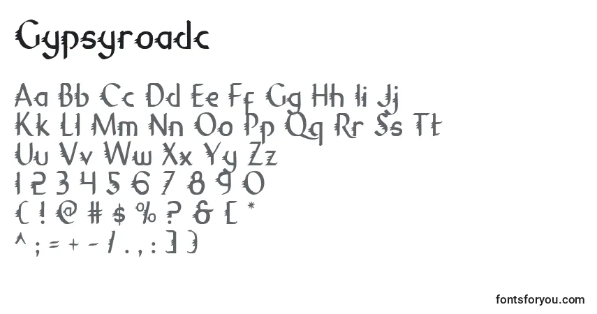 Schriftart Gypsyroadc – Alphabet, Zahlen, spezielle Symbole