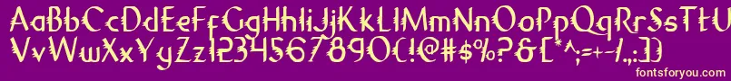 Gypsyroadc-Schriftart – Gelbe Schriften auf violettem Hintergrund