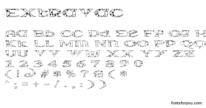 Schriftart Extravac – Alphabet, Zahlen, spezielle Symbole