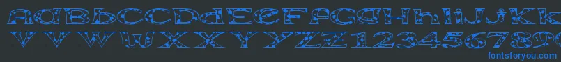 フォントExtravac – 黒い背景に青い文字
