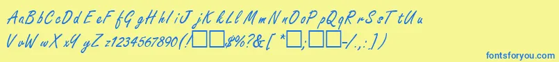 FreestyleRegular-Schriftart – Blaue Schriften auf gelbem Hintergrund