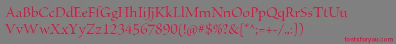 フォントBriosoproMediumdisp – 赤い文字の灰色の背景