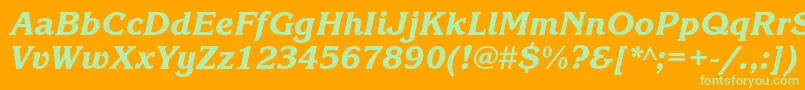 KorinnablackattItalic-fontti – vihreät fontit oranssilla taustalla