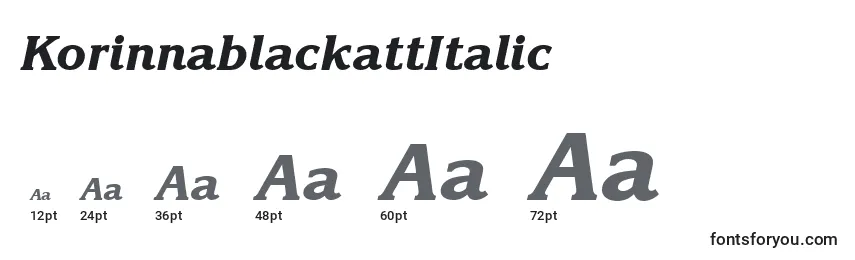 Размеры шрифта KorinnablackattItalic