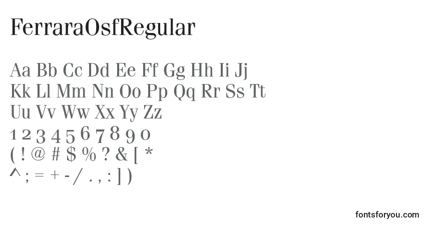 Schriftart FerraraOsfRegular – Alphabet, Zahlen, spezielle Symbole