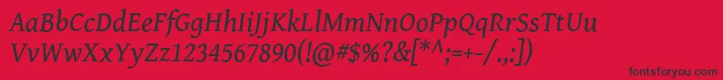 GentiumBookBasicItalic-Schriftart – Schwarze Schriften auf rotem Hintergrund
