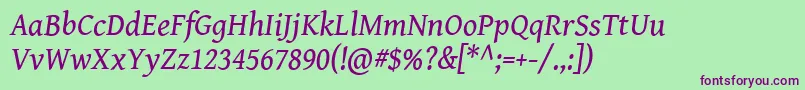 GentiumBookBasicItalic Font – Purple Fonts on Green Background