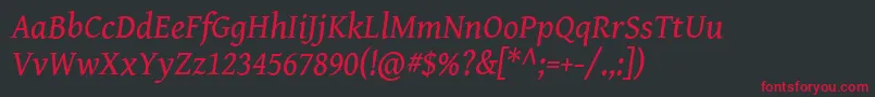 GentiumBookBasicItalic Font – Red Fonts on Black Background