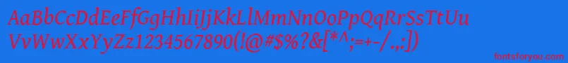 GentiumBookBasicItalic Font – Red Fonts on Blue Background