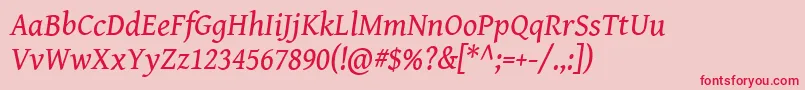 Czcionka GentiumBookBasicItalic – czerwone czcionki na różowym tle