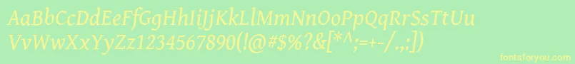 GentiumBookBasicItalic Font – Yellow Fonts on Green Background