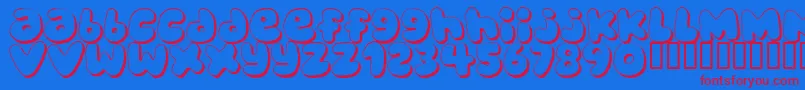 Czcionka Bubblegu – czerwone czcionki na niebieskim tle
