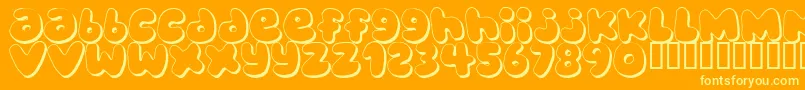 Bubblegu-Schriftart – Gelbe Schriften auf orangefarbenem Hintergrund