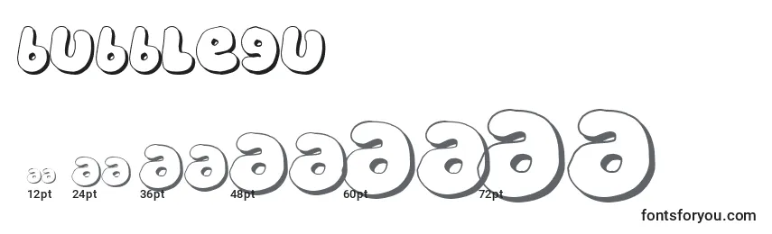Bubblegu Font Sizes