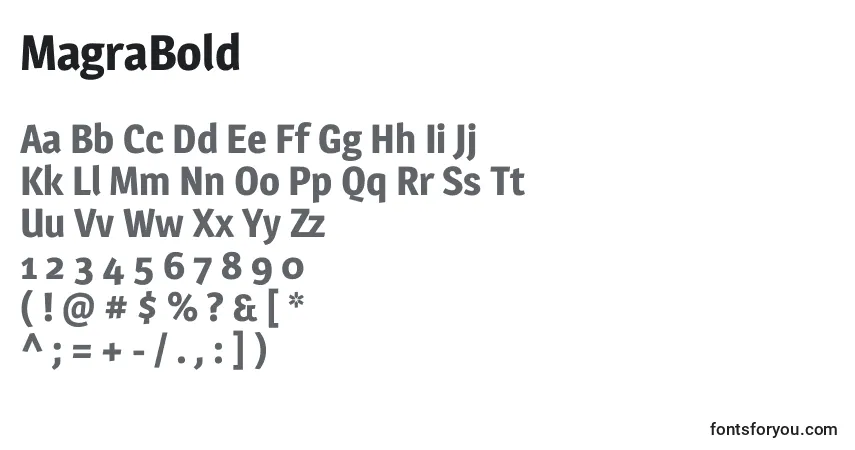 A fonte MagraBold – alfabeto, números, caracteres especiais