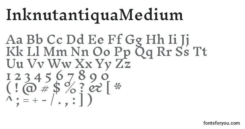 A fonte InknutantiquaMedium – alfabeto, números, caracteres especiais