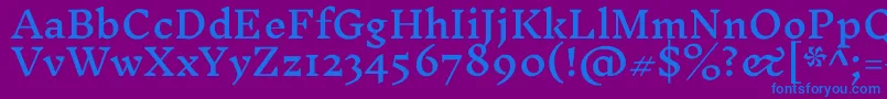 InknutantiquaMedium-Schriftart – Blaue Schriften auf violettem Hintergrund