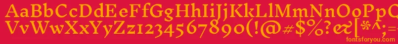 フォントInknutantiquaMedium – 赤い背景にオレンジの文字