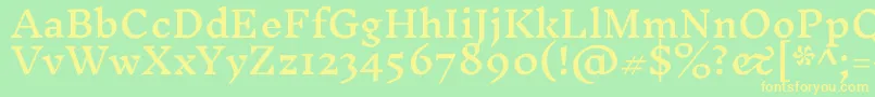 InknutantiquaMedium-fontti – keltaiset fontit vihreällä taustalla