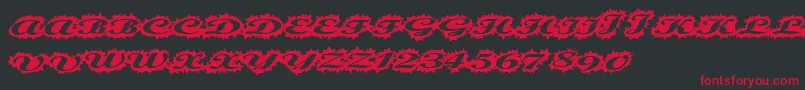Fonte Stellerscript – fontes vermelhas em um fundo preto