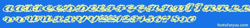 Stellerscript Font – Yellow Fonts on Blue Background