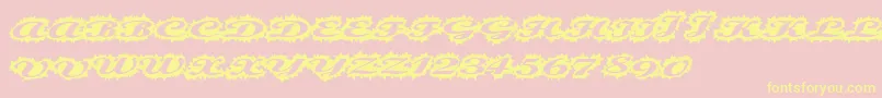 フォントStellerscript – 黄色のフォント、ピンクの背景