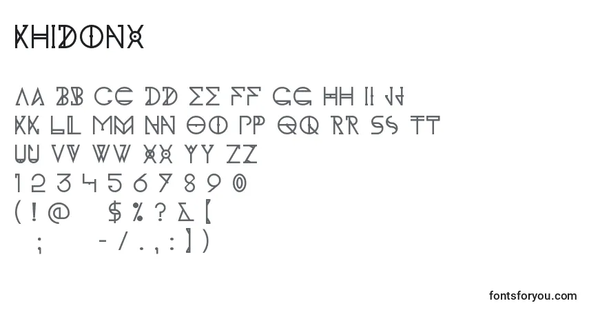 A fonte KhIdonx – alfabeto, números, caracteres especiais