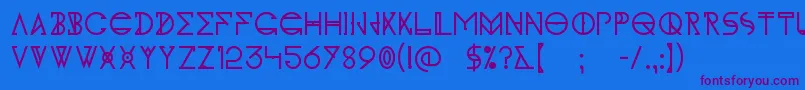 KhIdonx-Schriftart – Violette Schriften auf blauem Hintergrund